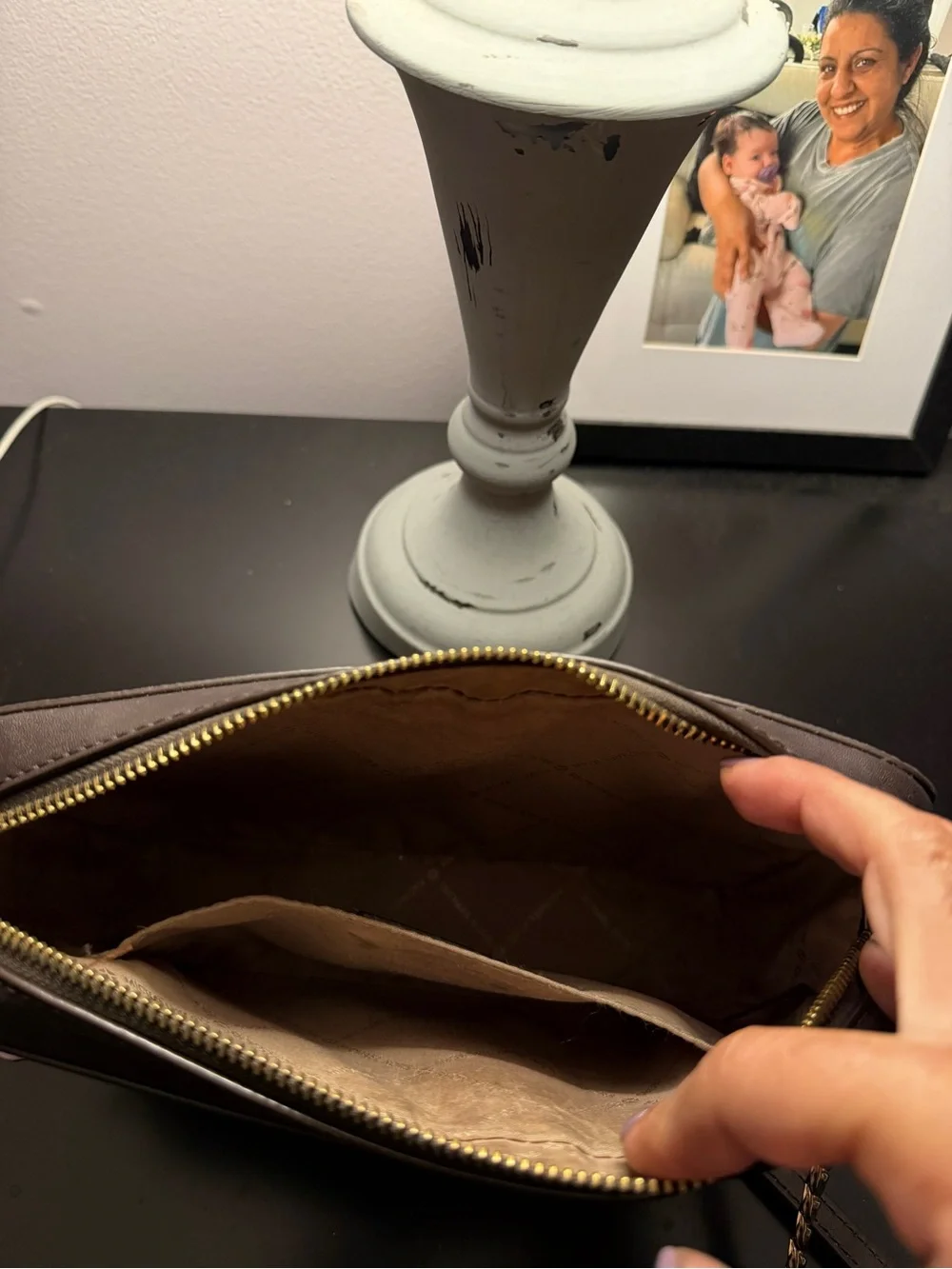 Michael Kors Two-Tone Brown and Dark Brown Messenger Crossbody